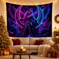 thumbnail image 3 of Winged Woman on Glowing Crescent Moon with Birds, Mystical Fantasy Style for Moon Lovers, Cosmic Wall Art, Halloween Gift, Tapestry Wall Hanging for Bedroom and Dorm, 3 of 7