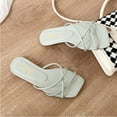 thumbnail image 1 of Sandalias planas con punta abierta para mujer, zapatos informales de verano con banda cruzada, deslizadores antideslizantes de cuero PU, 1 of 8