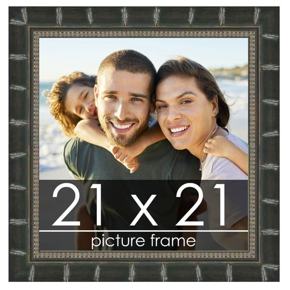 21x21 Bamboo Black Complete Wood Square Picture Frame with UV Acrylic, Foam Board Backing, & Hardware