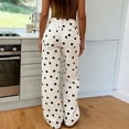 thumbnail image 4 of Sorvello Women's Polka Dot Pattern Barrel Jeans Casual Wide Leg Mid Rise Denim Pants Y2K Cute Jeans White M, 4 of 6