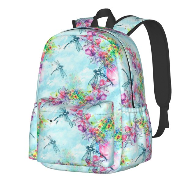 Disketp Dragonfly Floral Mochila Escolar de Gran Capacidad y Peso Ligero, Mochila de Viaje Ideal para Escuela, Trabajo y Uso Diario, Cómoda y con Estilo