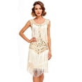 thumbnail image 5 of Women’s Plus Size Vintage Sequin & Beaded Fringe Cocktail Dress – Retro Glam Party Evening Dress, 5 of 10
