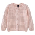 thumbnail image 2 of NIEWTR Girl's Knit Cardigan Long Sleeve Spring Fall Winter Button Up Sweater Coat Kids Fall Clothes Girls Cardigan Sweater(A-Pink,1-2 Years), 2 of 5