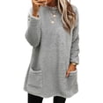 thumbnail image 1 of LUXUR Women Fuzzy Fleece T Shirt Loose Work Tops Light Grey 2XL, 1 of 3