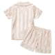 thumbnail image 4 of Odeerbi 1-8 Años Niños Niñas Pijama de Satén Con Solapa Muesca Manga Corta Camisas Pantalones Cortos Conjunto Pijama Suave, 4 of 9