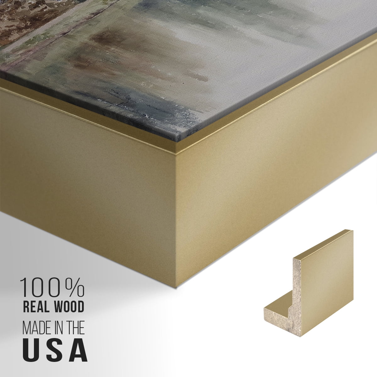 Vintage Landscape-XXI By Wexford Home Framed in Gold Wood Gallery Wrapped Canvas 17 in. x 25 in.