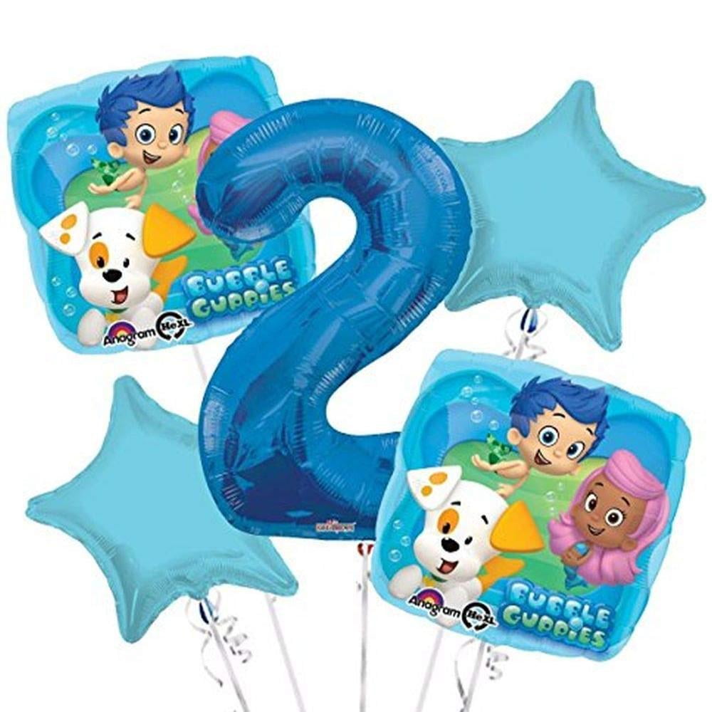 Bubble Guppies Balloon Bouquet 2nd Birthday 5 pcs Party Supplies2