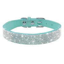 Didog Bling Rhinestones Crystal Diamante Dog Collars Soft Suede Leather Fancy Small Dog Collar Pet Cat Necklace Adjustable