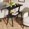 thumbnail image 3 of Finmind Narrow End Table, 2-Tier Farmhouse Sofa Side Table with Solid Wood Legs & Storage Shelf for Living Room, Black, 3 of 5