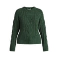 thumbnail image 5 of Time and Tru Women's Cable Knit Pullover Sweater with Long Sleeves, Midweight, Sizes XS-XXXL, 5 of 5