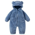 thumbnail image 3 of DHFJKG Baby Winter Fuzzy Jumpsuit Ears Hooded Zipper Long Sleeve Romper With Pockets For Boys Girls 0-12 Months Thermal Coat Outwear Kawaii Onesies, 3 of 5