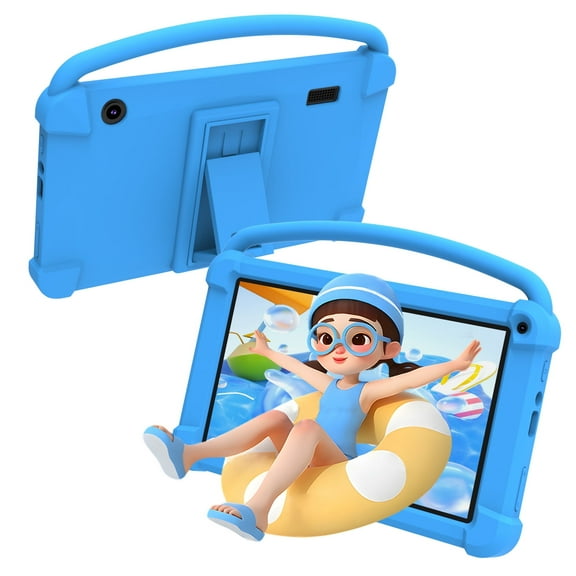 7 Inch Kids Tablet, Quad Core Android Toddler Tablets, Children Tablet with 32GB Storage 4GB RAM WiFi BT Shockproof Case Dual Camera Educationl Games Parental Control, Kids Software Pre-Installed.