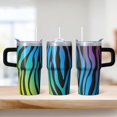 thumbnail image 2 of 20oz Geometric Pattern Stainless Steel Tumbler, Double Wall Insulated Travel Coffee Mug with Handle Leak Proof with Straw, 2 of 5