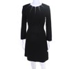 Pre-owned|Escada Womens Long Sleeve Mesh Panel Neckline Sheath Dress Black Wool Size 36