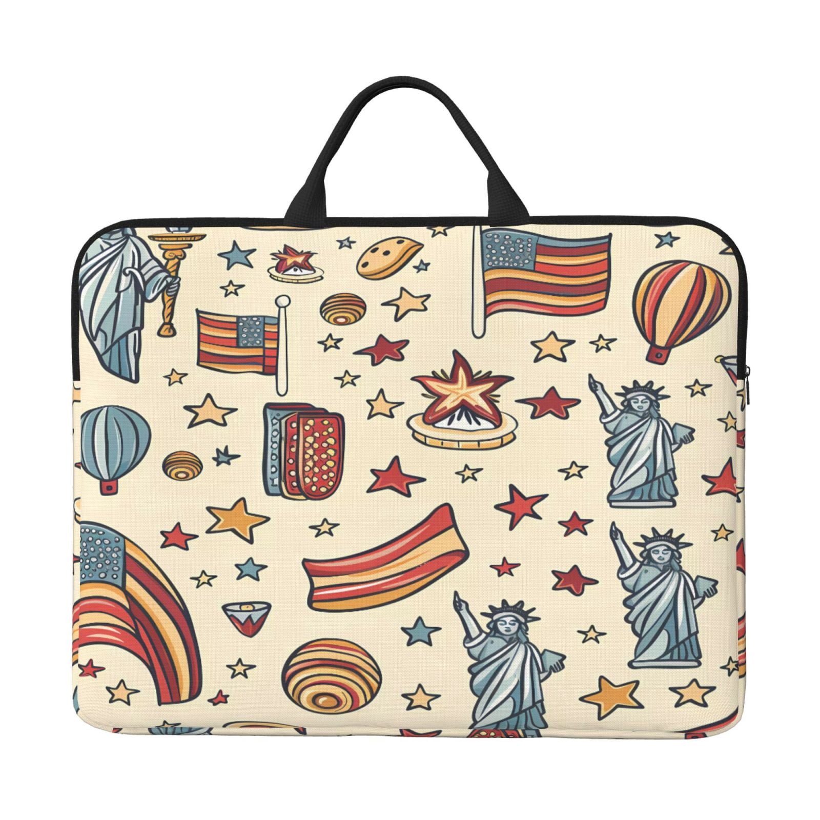 Laptop Sleeve Bag For Women Men 14inch Waterproof Durable Protective Computer Carrying Cover Handle Laptop Case Bag Independence Day Theme Elements Star (4)