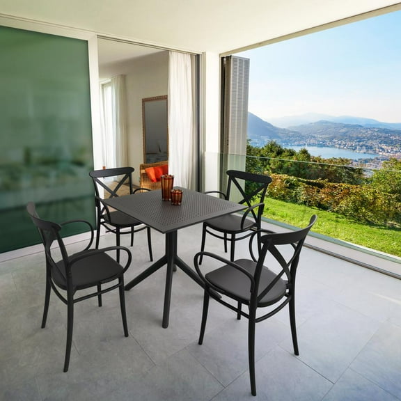 Compamia Cross XL Patio Dining Set with 4 Chairs Black
