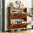 thumbnail image 3 of Tolead Shoe Storage Cabinet with 2 Flip Drawers, Metal Legs, Rustic Brown, 3 of 8