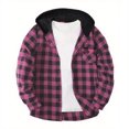 thumbnail image 3 of Loopsun Kids Winter Jackets, Toddler Shirt Jackets, Toddler Boys and Girls Casual Button Down Plaid Shirt Long Sleeve Hooded Outerwear Jackets Hot Pink, 13-14 Years, 3 of 5