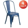 thumbnail image 3 of BizChair Commercial Grade 4 Pack Distressed Antique Blue Metal Indoor-Outdoor Stackable Chair, 3 of 14