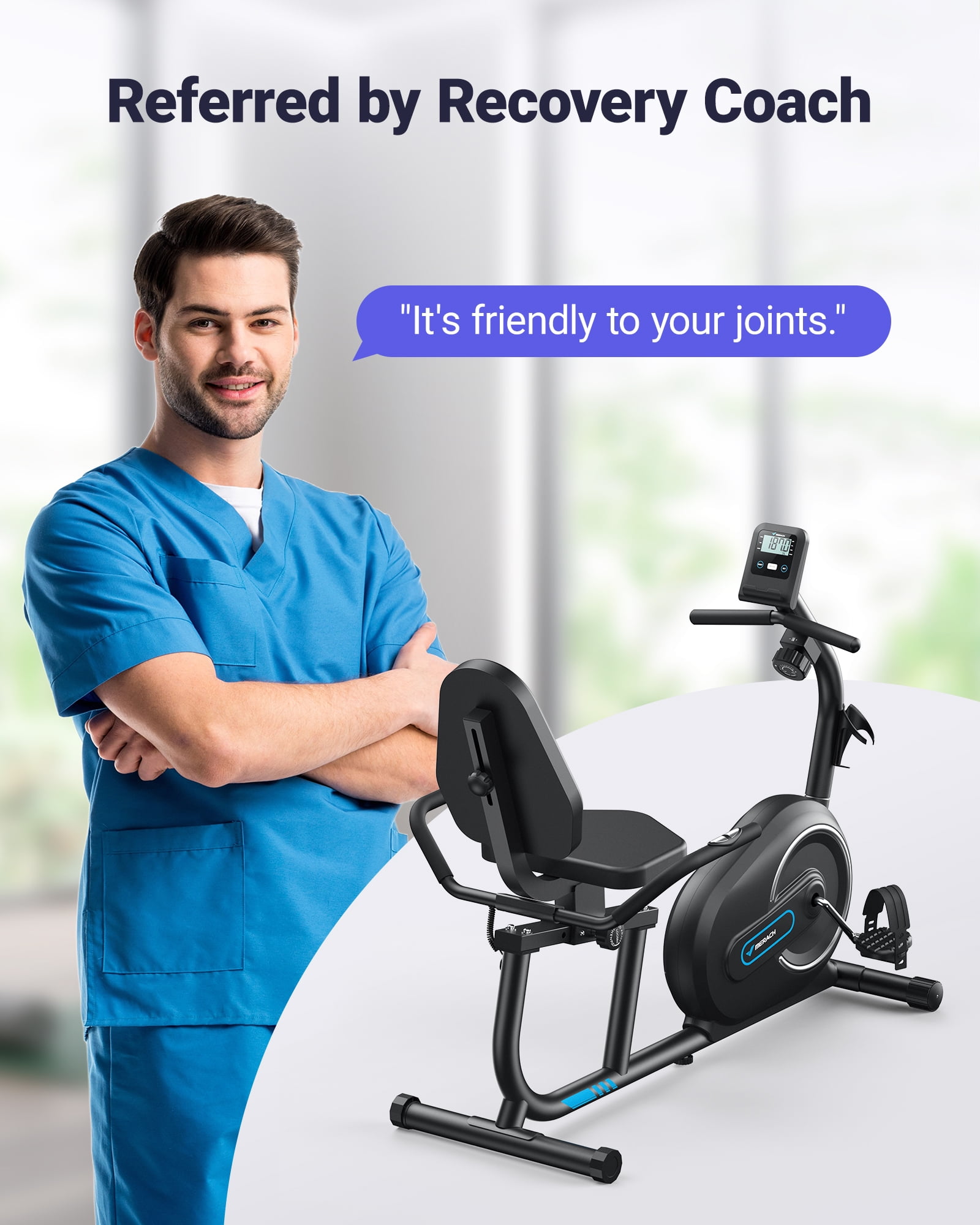 MERACH Recumbent Exercise Bikes for Home Sit Down Stationary Bicycle Magnetic 8 Levels Resistance Indoor Cycling Bike with Free APP