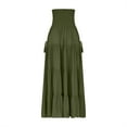 thumbnail image 6 of Feancey Casual Maxi Skirts for Women Tiered Flowy Beach Skirt Summer High Waisted A-Line Skirts Solid Color Loose Boho Vacation Skirt Army Green L, 6 of 10