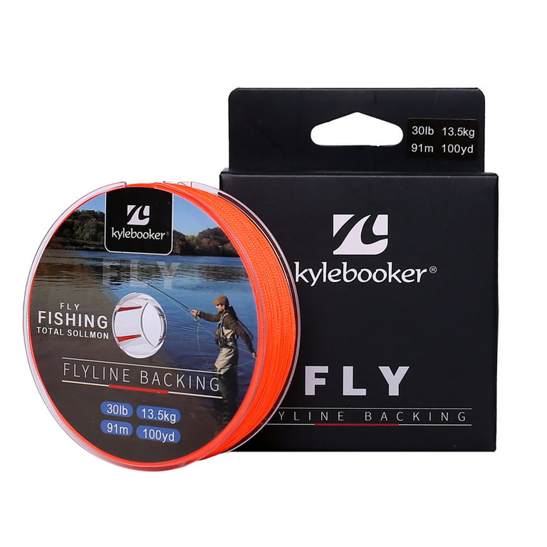 Kylebooker Fly Line Backing Line 20/30Lb 100/300Yards Orange Green Braided Fly Fishing Line, Size: 20 lbs