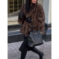 thumbnail image 3 of Abrigo de piel sintética esponjosa con solapa de Chocolate para mujer, chaqueta acolchada gruesa de manga larga, ropa de abrigo cálida elegante, otoño e invierno, nuevo, 3 of 5