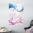 thumbnail image 1 of Floral Tapestry, Modern Digital Swirls Ivy Flowers Leaves and White Backdrop Image, Wall Hanging for Bedroom Living Room Dorm Decor, 40W X 60L Inches, Dark Blue Aqua Pink and Lilac, by Ambesonne, 1 of 2
