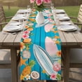 thumbnail image 4 of Coastal Beach Table Runner 70 Inches, Summer Tropical Plants Ocean Blue Wood Grain Bed Runner Dresser Scarves Tabletop for Indoor Outdoor Parties/Ceremony/Banquet, 13" x 70", 4 of 9