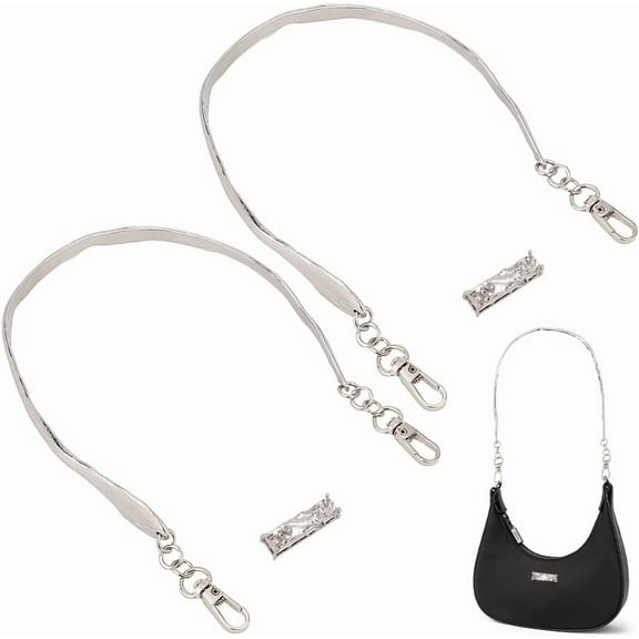 2pcs Alloy Bag Handles 7x3.9 Inch Metal Bag Straps Short Purse Handles Irregular Handbag Handles U-Shaped Bag Strap Wallet Straps Bag Replacement Strap with Swivel Clasps Platinum