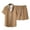 Khaki, variant on Mens Knitted Pattern Tracksuit 2 Piece Outfits Short Sleeve Lapel Button Down Shirt and Shorts Sets Casual Sweatsuits White