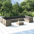 thumbnail image 1 of vidaXL 10 Piece Garden Lounge Set with Cushions Grey Poly Rattan, 1 of 5