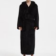 thumbnail image 2 of AOOCHASLIY House Eobes for Men Clothes Men Bath robes Solid Casual Extended Hooded Thickened Flannel Nightgown Homewear Bathrobe, 2 of 7