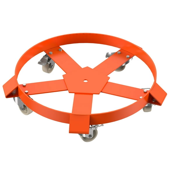55 Gallon Drum Trash Can Dolly, Heavy Duty 1250 Lb Capacity Steel Frame with 5 Swivel Casters, Drum Dolly Cart Round for Warehouse Barrel Bucket Handling, 24 Inch Diameter