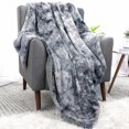 thumbnail image 2 of PiccoCasa Luxury Shaggy Faux Fur Throw Blanket for Sofa Couch, Gray 60"x78", 2 of 8