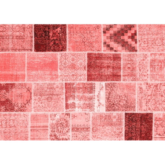 Ahgly Company Indoor Rectangle Patchwork Red Transitional Area Rugs, 2' x 3'
