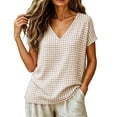 thumbnail image 4 of Perfectbot Women's Vertical Striped V-Neck T-Shirt Relaxed Fit Long Sleeve Tee Cotton Blend Comfy Top, 4 of 8