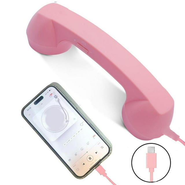 Retro Phone Handset for & Android,New Type-C Retro Telephone Landline Handle Receiver with Microphone Speaker,Clear Comfortable Calls,for Cell Mobile Video Conferences, Calls, Meetings