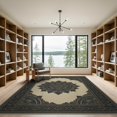 thumbnail image 2 of ODIKA 9'x12' Washable Area Rug Low Pile, Flatwoven, Distressed Border Faded Interlocking Motifs Abstract Vintage Refined Structured for Great Room, Indoor Concept, Large Living, 2 of 7