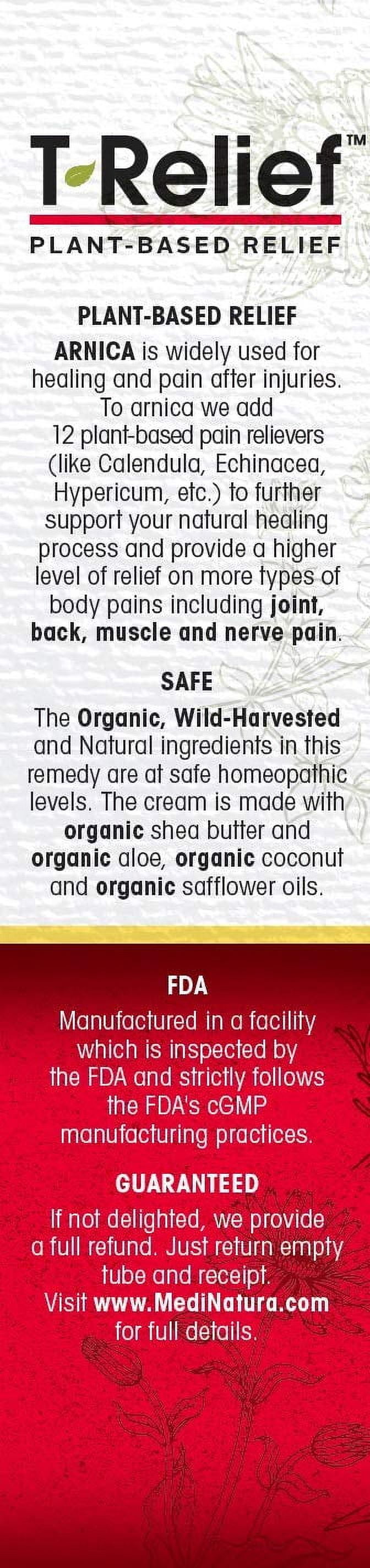 T-Relief Extra Strength Cream Arnica +12 Natural Relieving Actives for Back Pain Joint Soreness Muscle Aches & Stiffness, Whole Body Fast Acting Relief for Women & Men - 3 oz