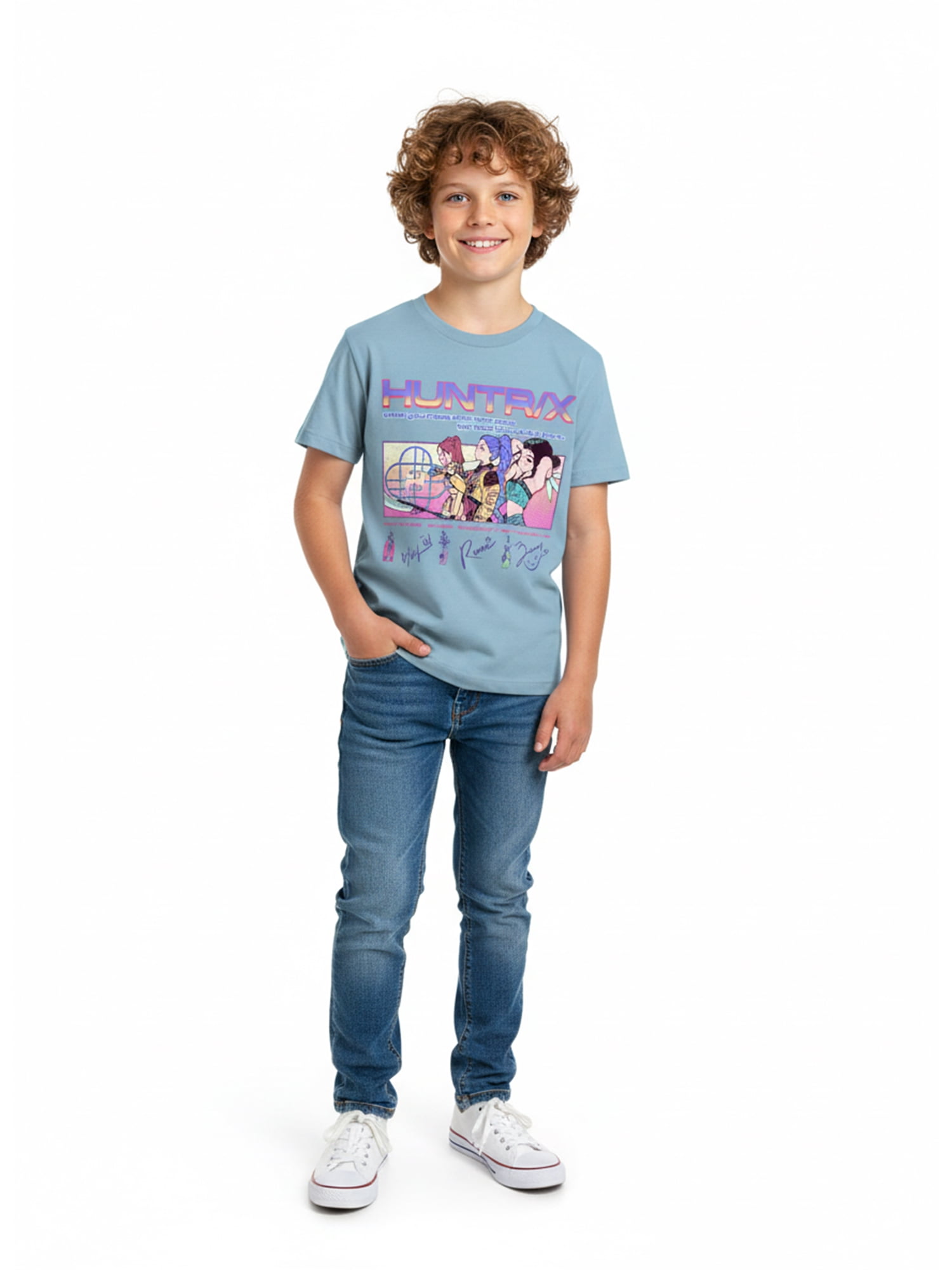 Kpop Demon Hunters Boys' Graphic Tee with Short Sleeves, Huntrix Voices, Sizes 4-18