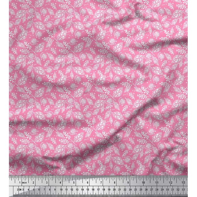 Soimoi Cotton Duck Fabric Dot & Leaves Fabric Prints by Yard 56 Inch Wide