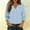 Light Blue women fall v neck blouse a1, variant on thefmos Women Fall Winter V Neck 3/4 Sleeve Button Down Striped Casual Blouse for Women Cute Trendy Loose Fit Comfy Pullover Tops Basic Office Business Work Clothes, Purple M
