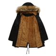 thumbnail image 1 of Chaqueta de algodón con forro de lana, chaqueta cálida de invierno con cuello de lana y capucha, chaqueta grande de algodón para mujer, 1 of 6