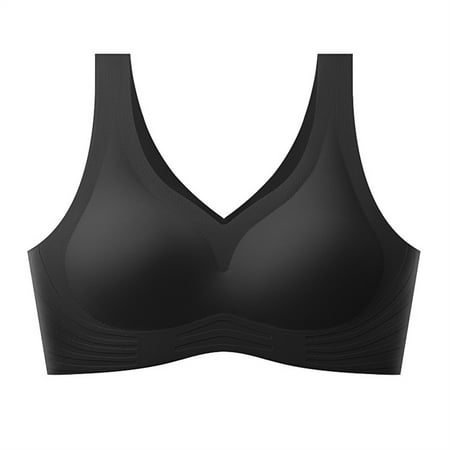 Ndbuld Bras for Women Women s Non-underwire Traceless Supplementary Emulsion Solid Color Everyday Bra Clearance Sales online Deals XXL Black