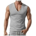 thumbnail image 2 of Fozruso New Solid Color Vest V Neck Tank Tops Mens Loose Simple Casual Summer Tank Tops, 2 of 6