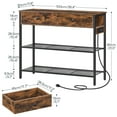 thumbnail image 6 of HOOBRO Narrow Console Table with Charging Station & 2 Drawers, Industrial, Rustic Brown and Black, 6 of 10