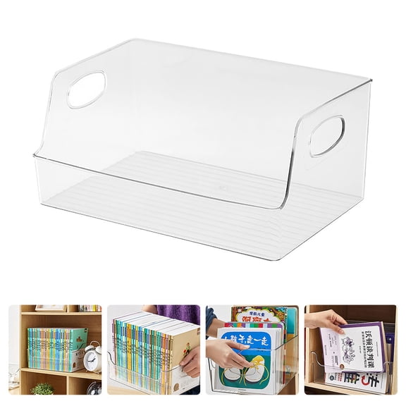 Book Bins,Clear Book Bin Refrigerator Organizer Bin With Handle For Classroom Library