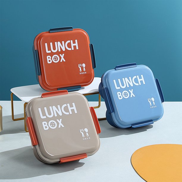 mfyjkho Fiambrera bento apta para microondas con divisores, recipiente sellado para frutas y ensaladas, incluye palillos y vaso para salsas, 17 x 8,5 x 8,5 cm, para el trabajo, paquete de 1