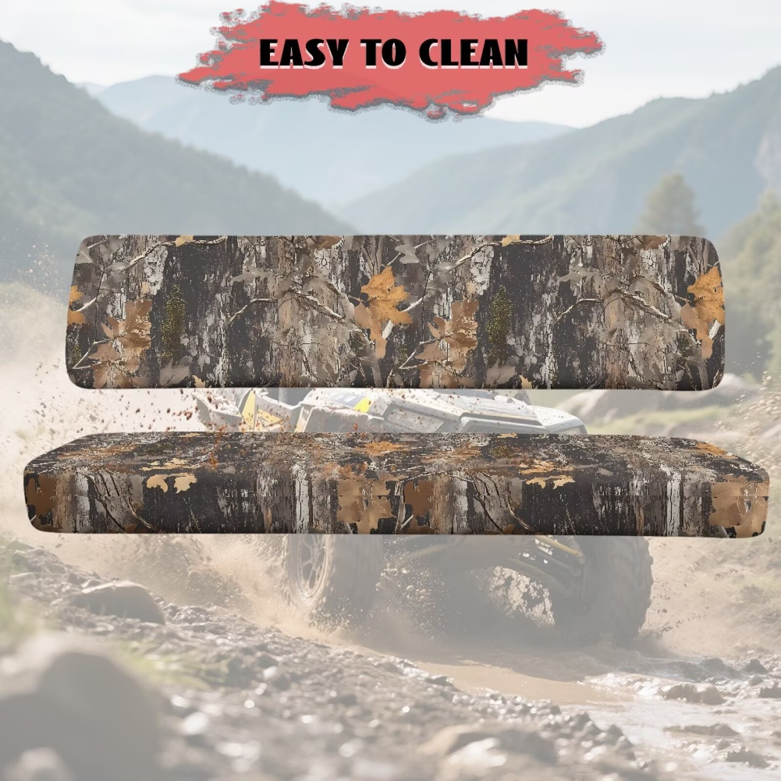 Uorisanigo UTV Bench Seat Cover Set Compatible with Kawasaki Mule, Scratch-Proof Camo Hunting Print Front Bench Covers Protection, Accessories UTV Seat Cover Fit for Kawasaki Mule 4010